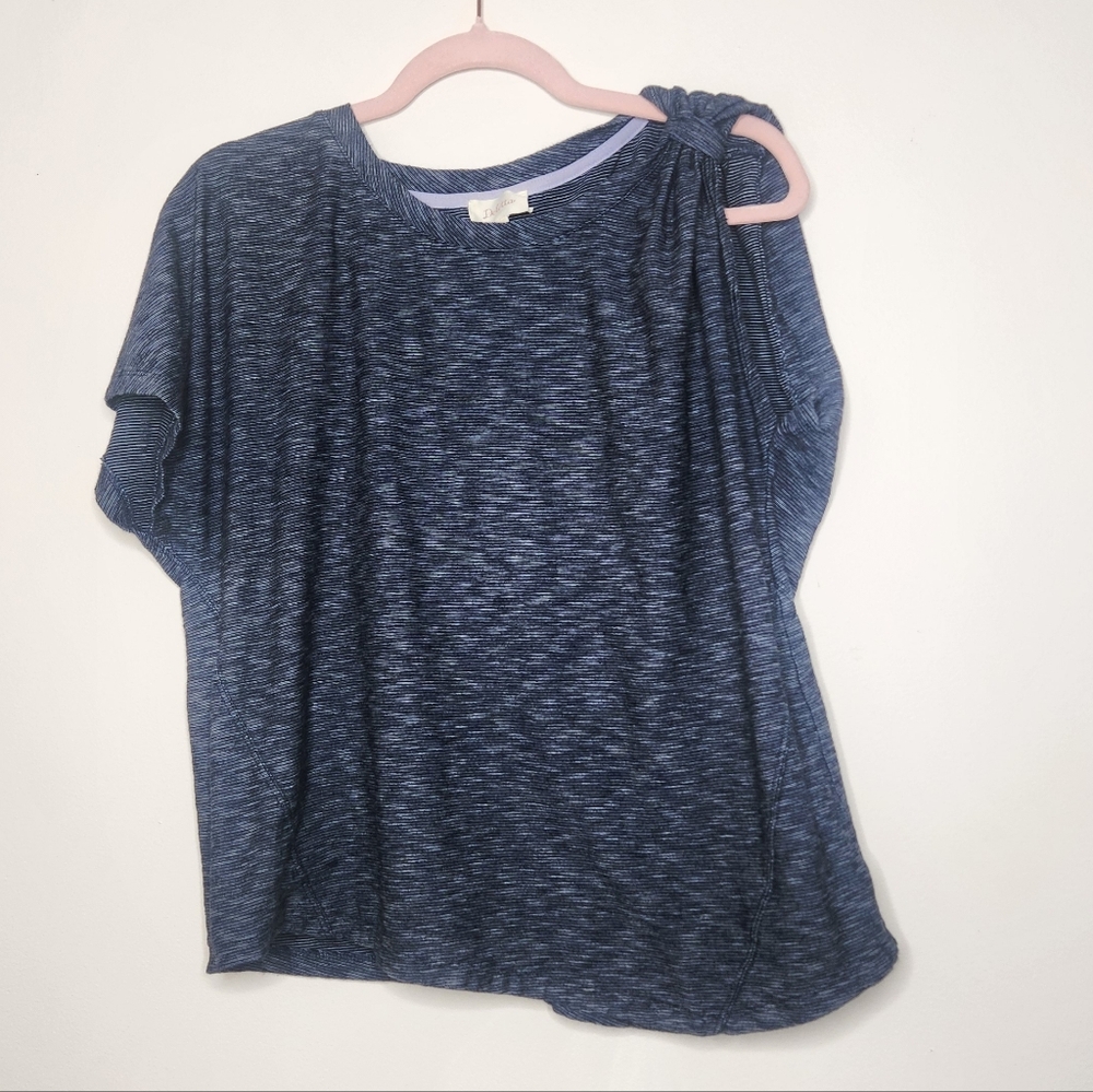 Anthropologie Deletta Blue White Space Dye Casual Cotton T Shirt Size Large